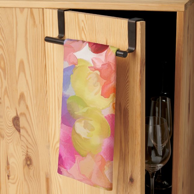 Paño De Cocina PixDezines Aloha 'Okika acuarela Verano Floral (Pliegue de tercios)