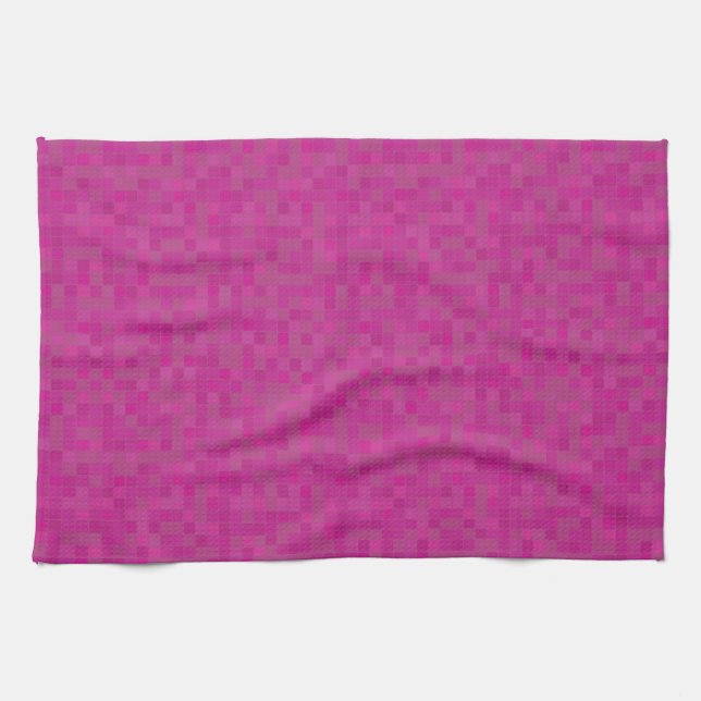 Paño De Cocina Píxeles de mosaico rosa (Horizontal)