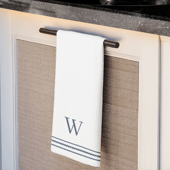 Paño De Cocina pizarra azul | Monograma de franja roja (Subido por el creador)