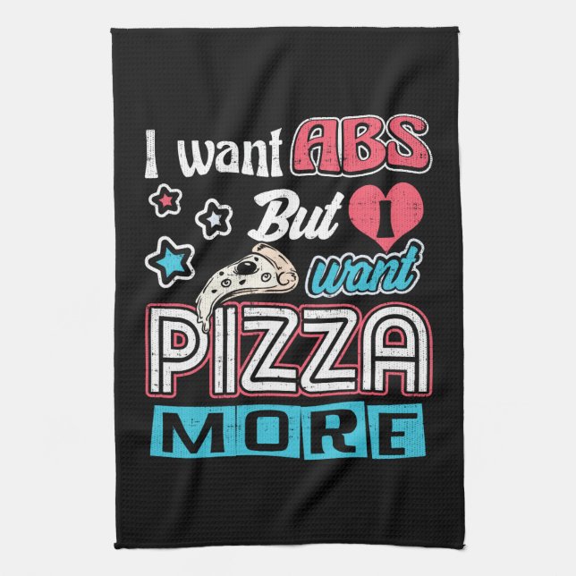 Paño De Cocina Pizza vs Abs - Dieta de Bulto - Novedad divertida  (Vertical)