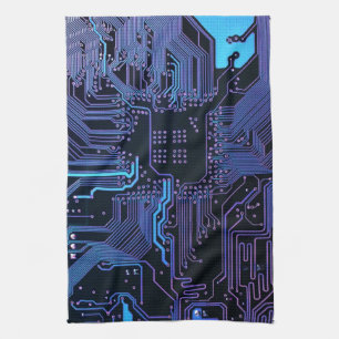 Paño De Cocina Placa de circuito electrónico azul del nerd de sal