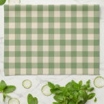 Paño De Cocina Placa de control de Gingham de aguacate Green Cott<br><div class="desc">Moderna tendencia de picnic primaveral,  con un patrón de tartán de chapa de gingham en colores verde aguacate y crema.</div>