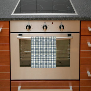 Paño De Cocina Plaid Azul Vaquero Verde Salvia Blanco
