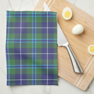 Paño De Cocina Plaid Clan Douglas Blue Green Check Tartán