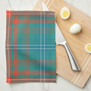 Paño De Cocina Plaid Clan Wilson Naranja Turquoise Check Tartán