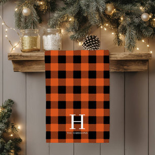 Paño De Cocina Plaid de Monograma de Fiesta de Bufalo Negro Naran