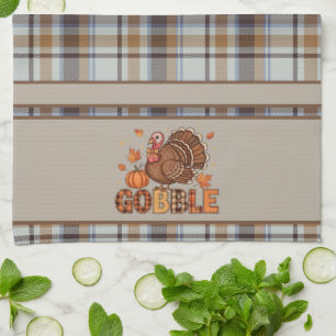 Paño De Cocina Plaid & Divertido – Pavo de Acción de Gracias