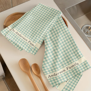 Paño De Cocina Plaid Gingham Rustic Family Name Farmhouse