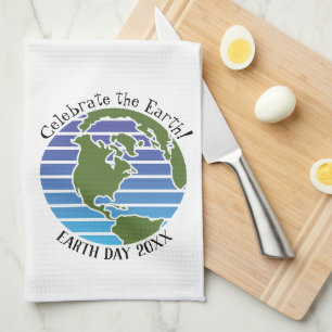 Paño De Cocina Planeta del mapa del globo verde azul del Día de l