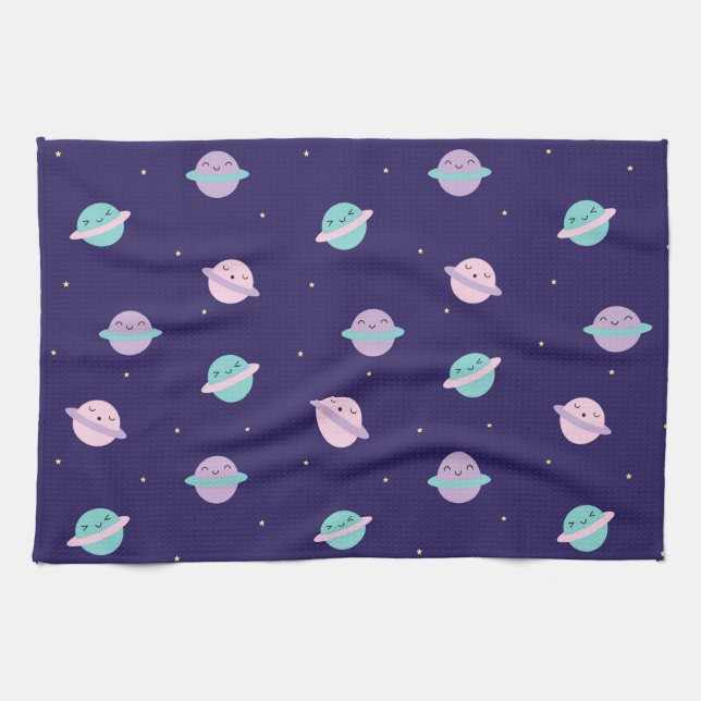 Paño De Cocina Planetas del pastel de Kawaii (Horizontal)
