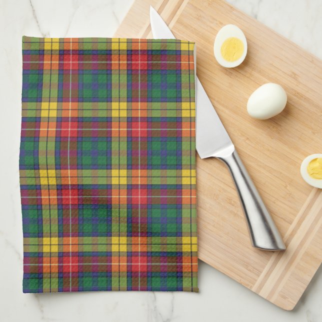 Paño De Cocina Plant Clan Buchanan Tartan Red Yellow Green Check (Doblado Cuarto)