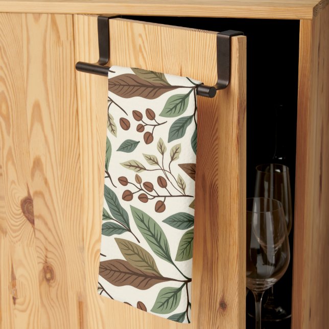 Paño De Cocina Planta de café botánico (Pliegue de tercios)