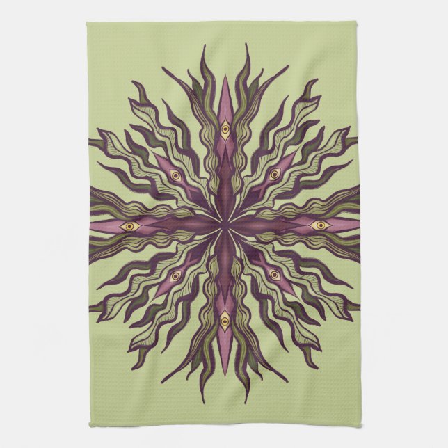 Paño De Cocina Planta de Ojo Psicodélico - Mandala Botánico Surre (Vertical)