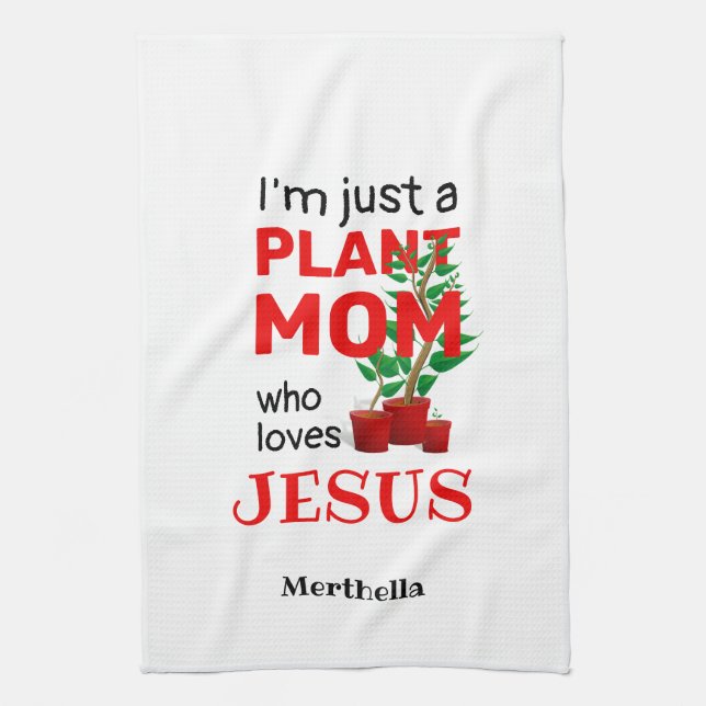 Paño De Cocina PLANTA personalizada MAMÁ AMA A JESUS (Vertical)