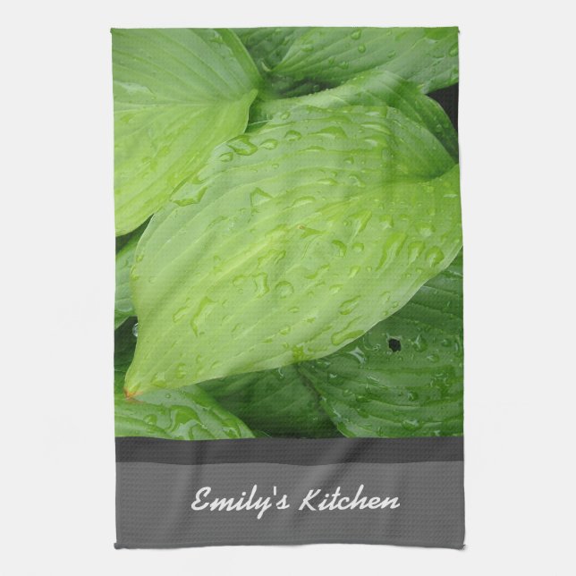 Paño De Cocina planta verde arbolada con gotas de lluvia (Vertical)