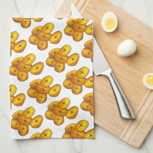 Paño De Cocina Plantaciones fritas cocinando plátanos comida puer (Doblado Cuarto)