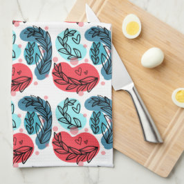 Paño De Cocina Plantas Resumen Rojo Y Azul