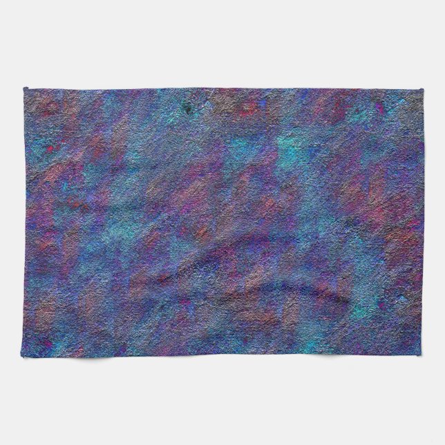 Paño De Cocina Plantas sobrantes de pintura cian y roja manchadas (Horizontal)