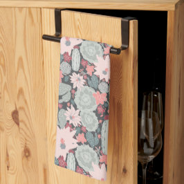 Paño De Cocina Plantas Suculentas Y Pimita De Patrón Cactus