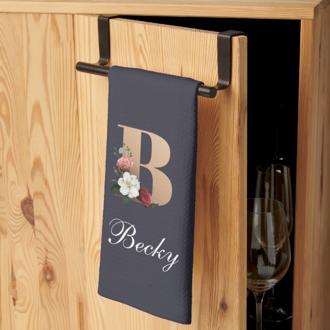 Paño De Cocina PLANTILLA de Monograma B floral de bonito (Pliegue de tercios)