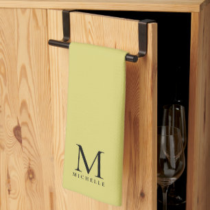 Paño De Cocina Plantilla de nombre inicial Monograma de oro negro