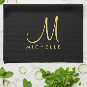 Paño De Cocina Plantilla de nombre inicial personalizado Monogram