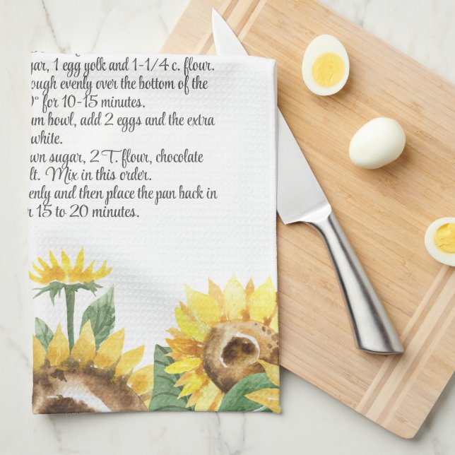 Paño De Cocina Plantilla de receta Keepsake Regalo de girasol acu (Doblado Cuarto)