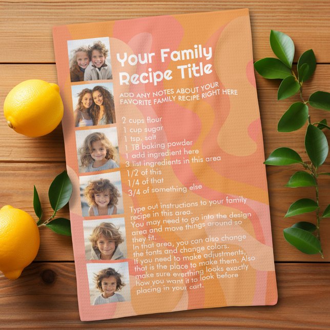 Paño De Cocina Plantilla de receta para receta y fotos familiares (Family Recipe Towel)