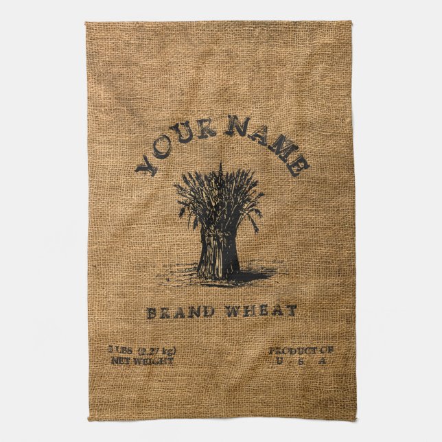 Paño De Cocina Plantilla de saco de trigo rústico de imitación bu (Vertical)