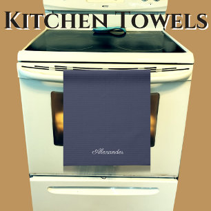 Paño De Cocina Plantilla moderna de azul de la marina silenciada,