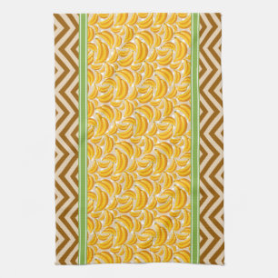 Paño De Cocina Plátano Lindo Lunares y Chevron Amarillo