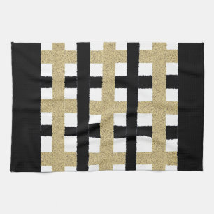 Paño De Cocina Platos negros y dorados