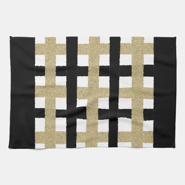 Paño De Cocina Platos negros y dorados (Horizontal)