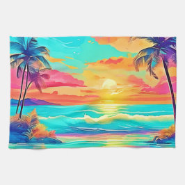 Paño De Cocina Playa de Arcoiris Sunset