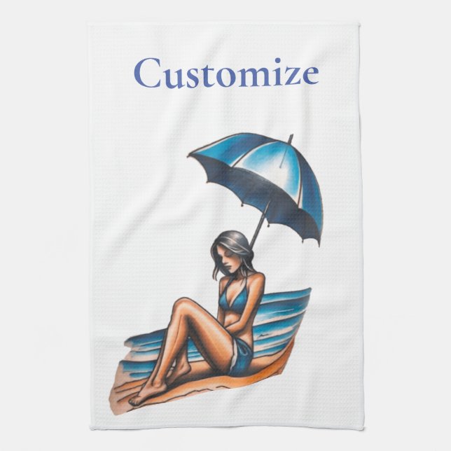 Paño De Cocina Playa de Chica bikini Napping Thunder_Cove (Vertical)