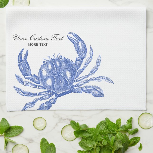 Paño De Cocina Playa de Personalizado de cangrejo azul náutico de (Doblado)