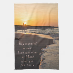 Paño De Cocina Playa Pareja Caminando Al Sunrise John 15 12