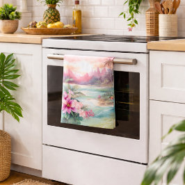 Paño De Cocina Playa Tropical Rosa