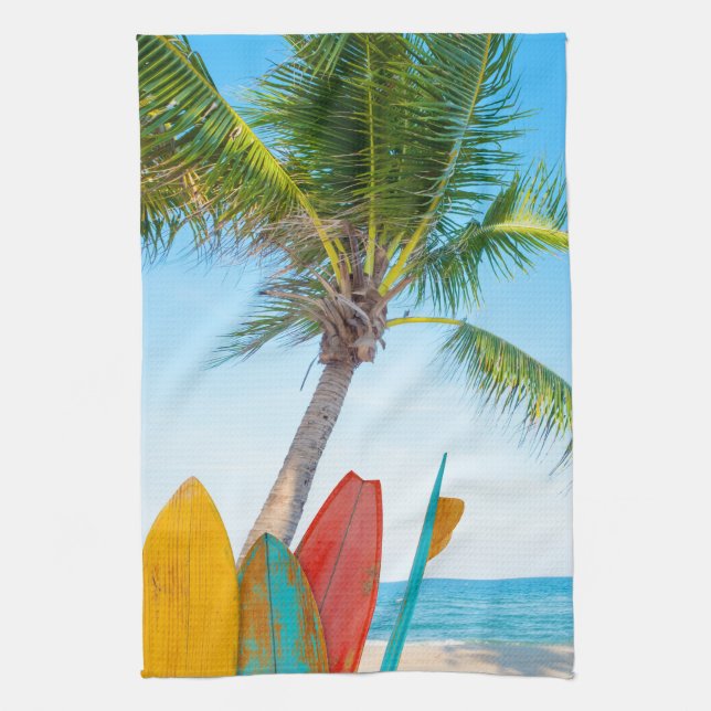 Paño De Cocina Playa Tropical Surfboard (Vertical)
