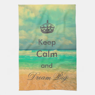 Paño De Cocina playa vintage "Keep Calm and Dream Big", cita