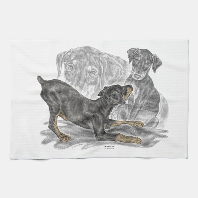 Paño De Cocina Playas Doberman Pinscher (Horizontal)