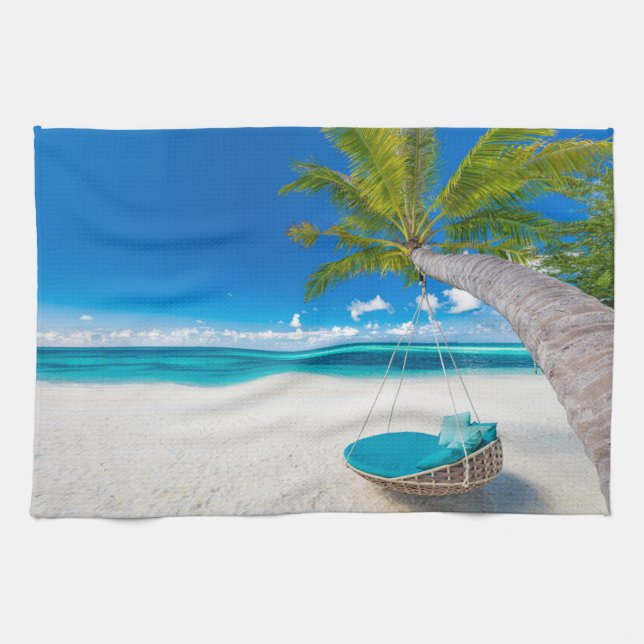 Paño De Cocina Playas tropicales | Arco de playa de paisajes trop (Horizontal)