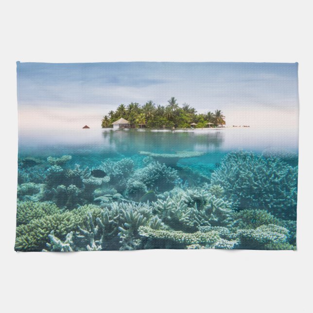 Paño De Cocina Playas tropicales | Atolón Ari de Maldivas (Horizontal)