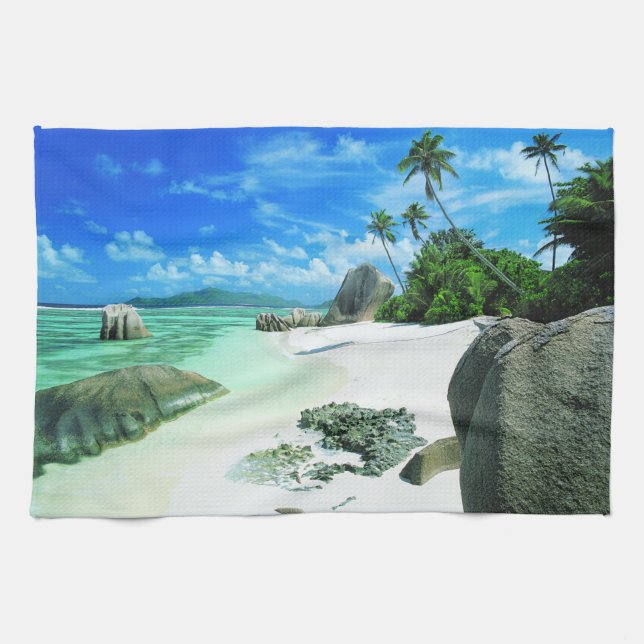 Paño De Cocina Playas tropicales | Isla de la Digue (Horizontal)