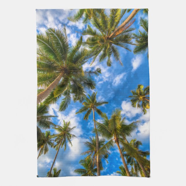Paño De Cocina Playas tropicales | Palmeras en cielo azul (Vertical)