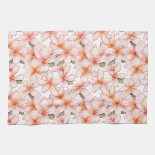 Paño De Cocina Plomería floral Pastel Rosa Frangipani (Horizontal)
