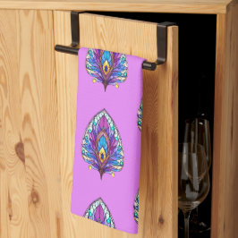 Paño De Cocina Pluma de pavo real de vidrio templado de estilo Ar