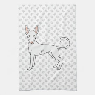 Paño De Cocina Podenco Ibicenco Blanco de Pelo Liso Perro de Dibu