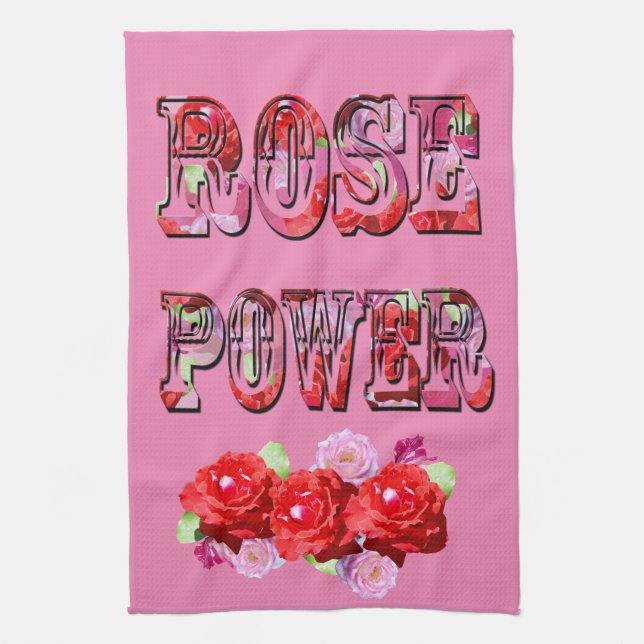 Paño De Cocina Poder Rosa Y Rosa Rojo, (Vertical)