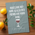 Paño De Cocina Poema de vino gracioso - El vino es poesía roja di<br><div class="desc">Un poco de humor para beber que puedes pasarle a tus amigas amantes del vino. Hacerles reír con este regalo humorístico de mordaza o elefante blanco. Intenté correr,  pero seguí derramando mi vino.</div>